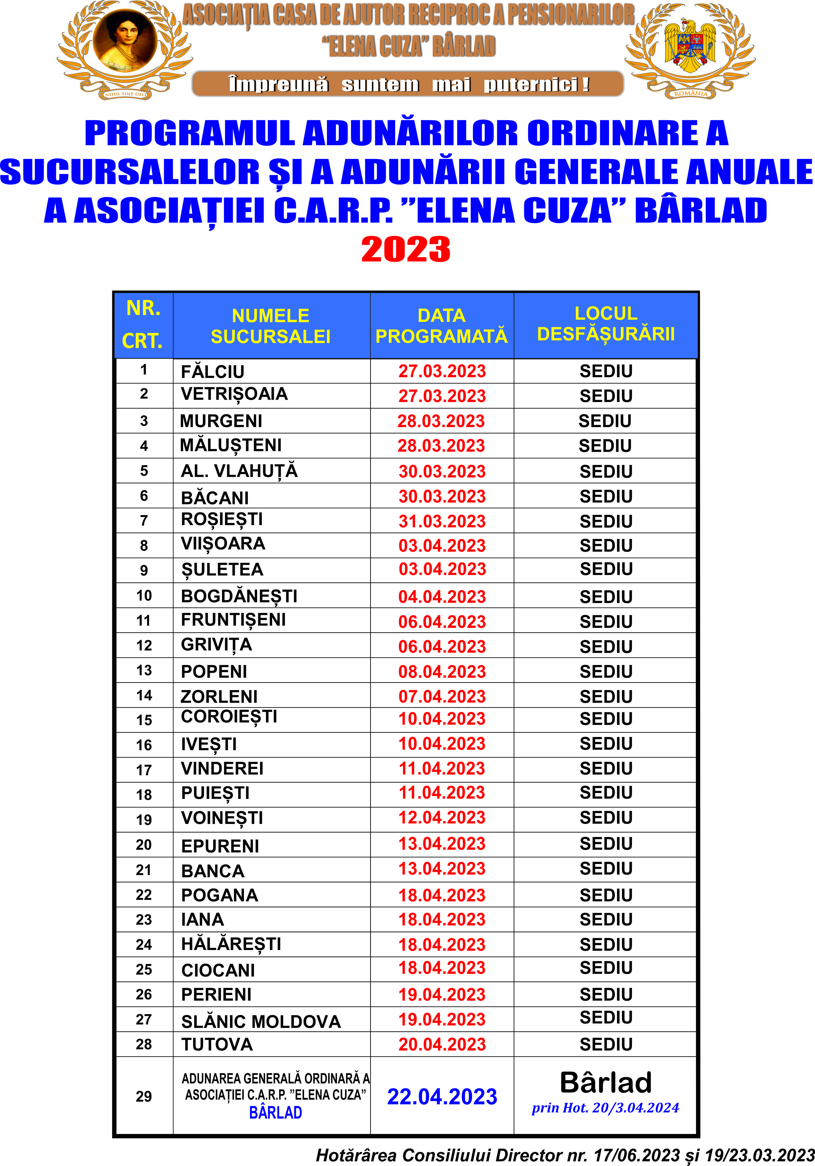 ADUNAREA GENERALĂ ANUALĂ 2023